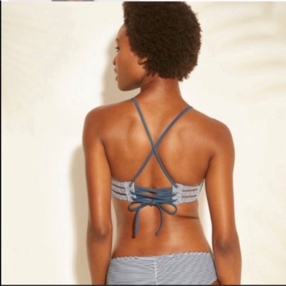 Xhilaration Pink Blue Striped Bikini Top - Picture 3 of 7